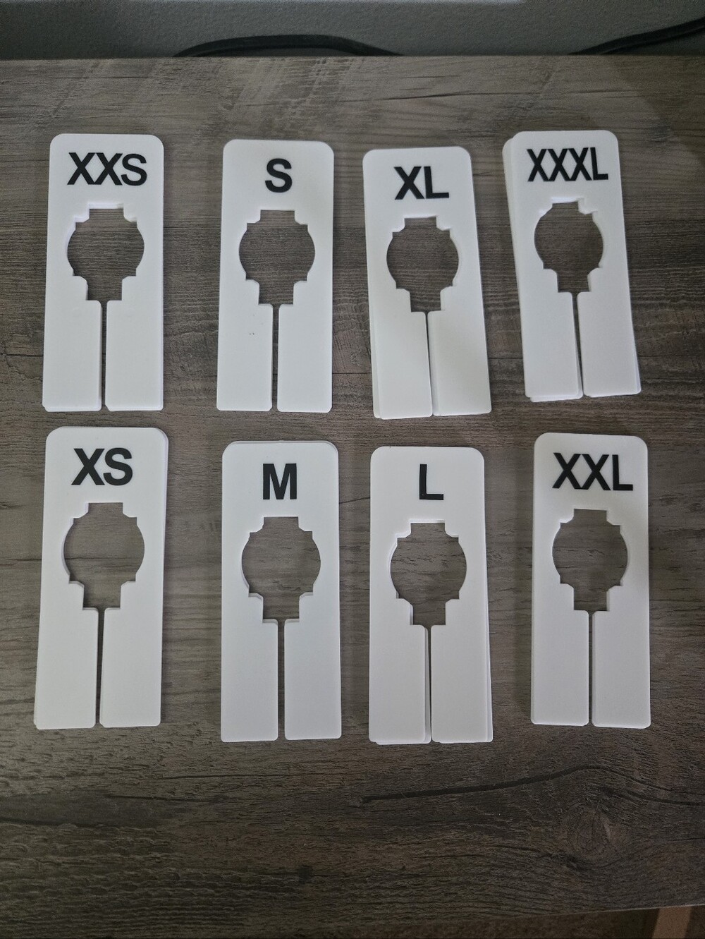 White Watch Band Sizers Sets - Size Labels XXS to XXXL - 2 Of Each Size
